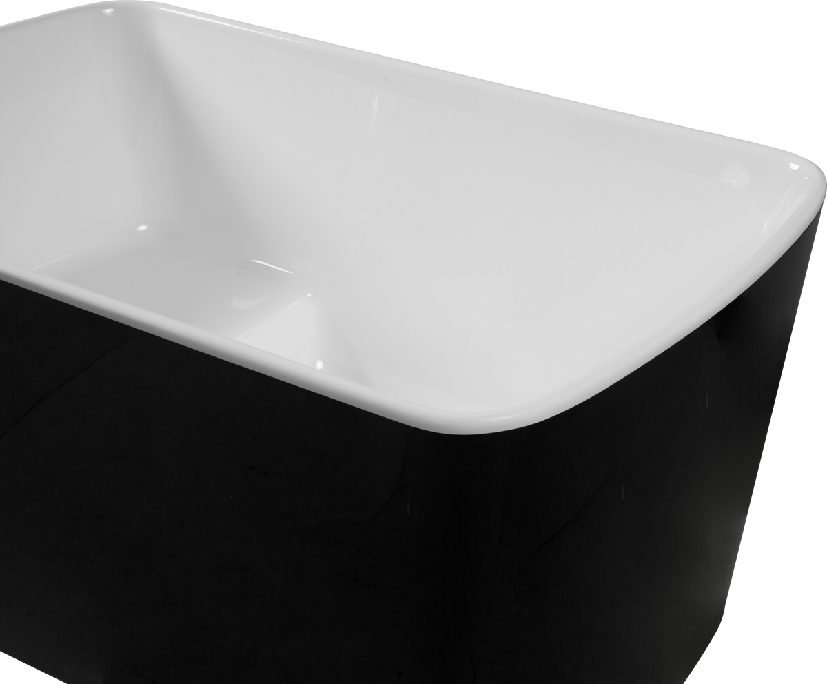 49'' X 28'' Acrylic Freestanding Soaking Bathtub, Square Shape Japanese Soaking Hot Tub, Sit In Design With Chrome Overflow And Drain, Available For Express Delivery, 23Ama 49B Glossy Black Black Freestanding Tubs Acrylic