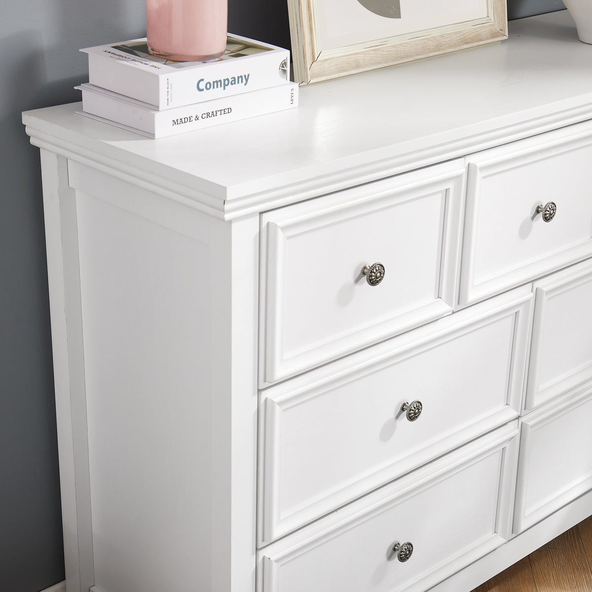 Modern 7 Drawers Dresser 7 Drawers Cabinet,Chest Of Drawers Closet Organizers And Storage Clothes Storage Drawers Cabinet For Living Room, Farmhouse Dresser Organizer White White Mdf