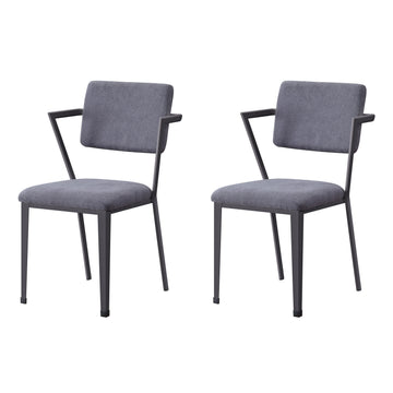 Grey And Gunmetal Open Back Dinning Chairs Set Of 2 Grey Primary Living Space Modern Fabric Metal