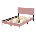 2 Pieces Bedroom Sets Queen Size Upholstered Bed Frame, Modern Corduroy Storage Ottoman,Pink Queen Pink 2 Piece Set Solid Wood Mdf