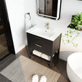 30 Inch Bathroom Vanity With Sink And 2 Soft Close Drawers, Golden Handle Bvb01030Bctg Bl9075B Black Chestnut Bathroom Modern Plywood