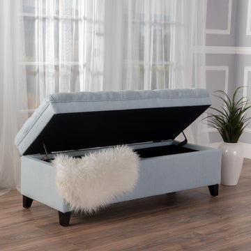Juliana Storage Ottoman Blue Fabric
