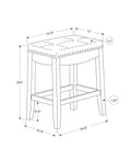 Bar Stool, Set Of 2, Bar Height, Saddle Seat, White Wood, Grey Leather Look, Transitional White Foam Solid Wood