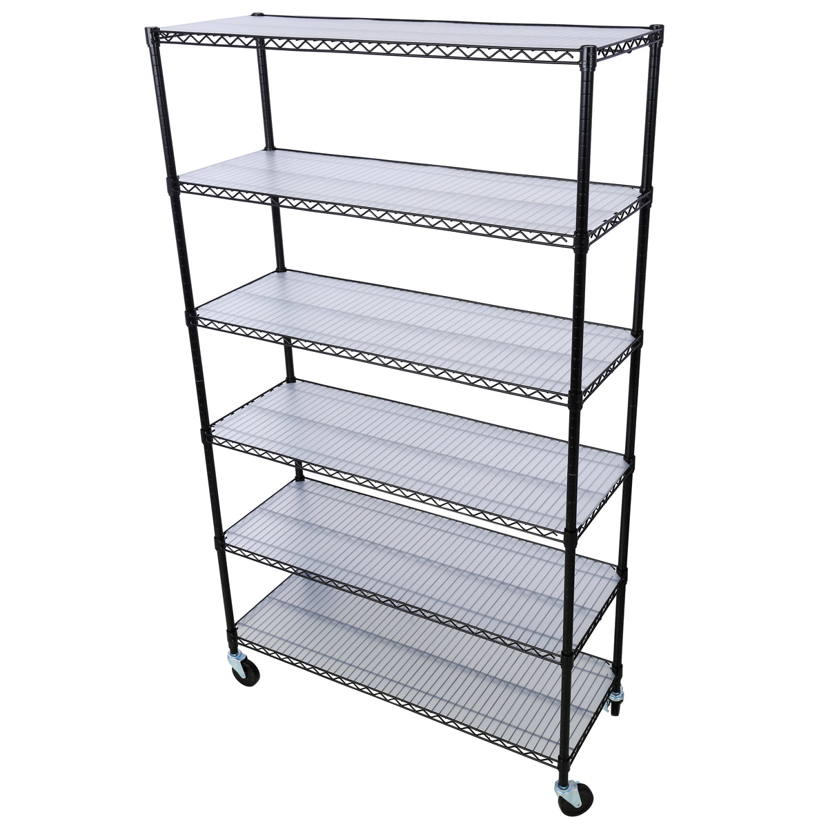 6 Tier 6000Lbs Capacity Nsf Metal Shelf Wire Shelving Unit, Heavy Duty Adjustable Storage Rack With Wheels & Shelf Liners For Commercial Grade Utility Steel Storage Rack, Black 82"H X 48"L X 18"D Black Metal