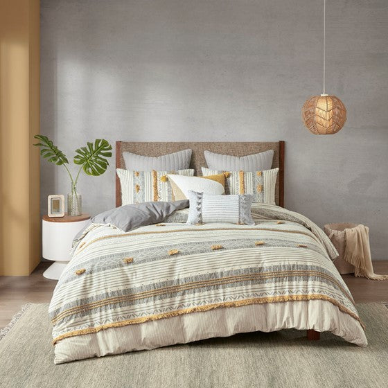 3 Piece Cotton Duvet Cover Set King Multicolor Cotton