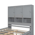 Full Size Platform Bed With Storage Headboard And 4 Drawers, Gray Box Spring Not Required Full Gray Wood Bedroom Bed Frame Solid Wood Mdf