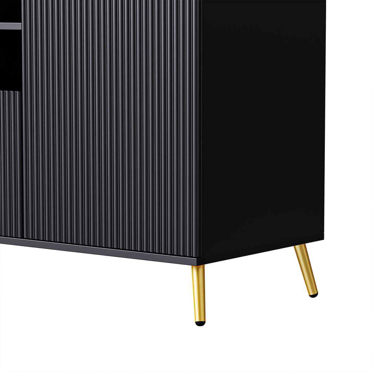 4 Piece Entertainment Wall Unit With 13 Shelves,8 Drawers And 2 Cabinets, Multifunctional Tv Stand Media Storage Cabinet With Fluted Line Surface For Living Room, For Tvs Up To 70" Black 60 69 Inches Mdf