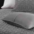 3 Piece Velvet Quilt Set Grey King Cal King King Grey Cotton