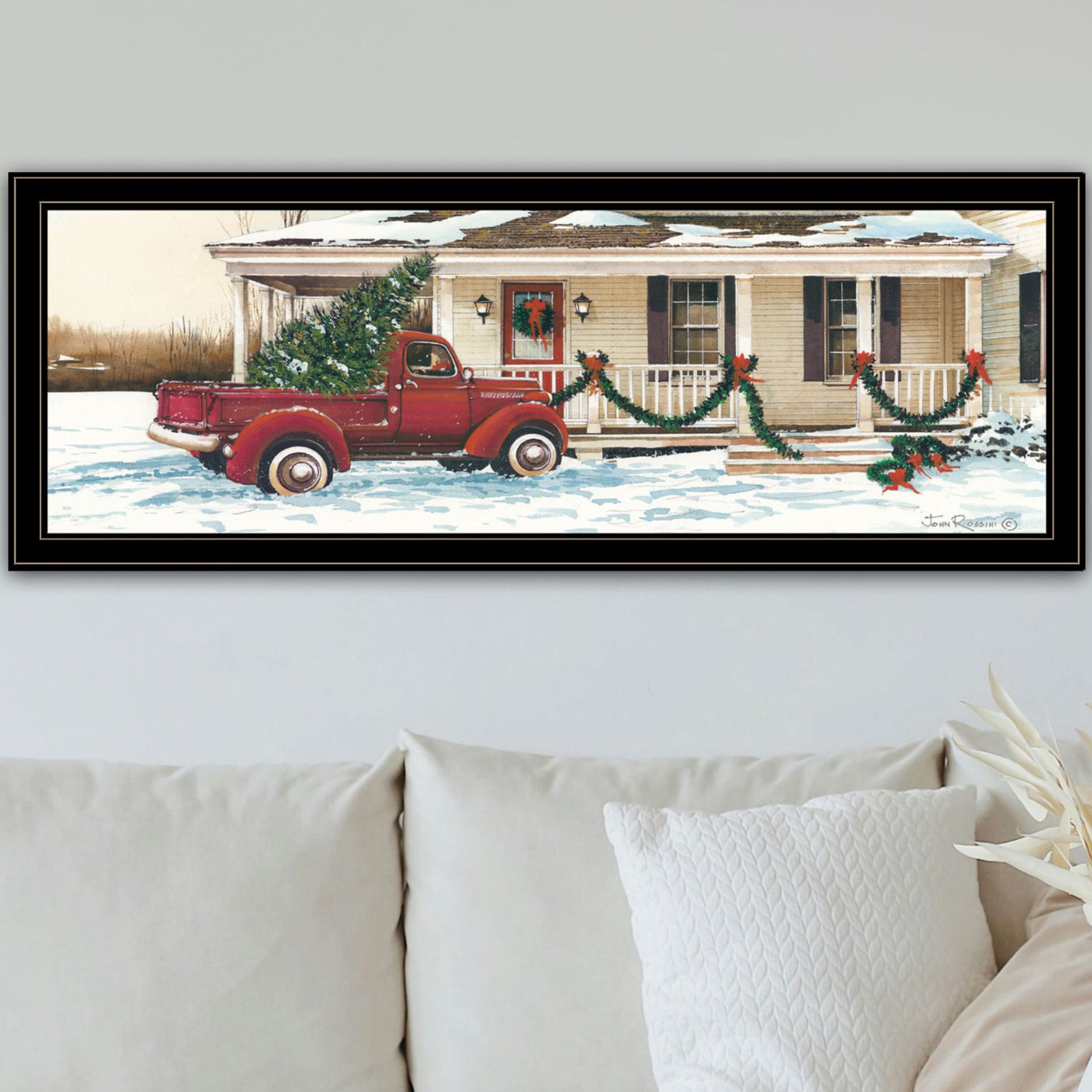 Preparing For Christmas Black Framed Wall Art For Living Room, Bedroom Wall Art Print For Home Decor By John Rossini Multicolor Wood Paper