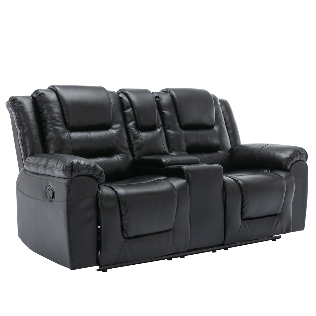 Home Theater Recliner Set Manual Recliner Chair With Wide Armrest, Two Built In Cup Holders For Living Room,Bedroom, Black Old Sku:Sg000760Aab Black Foam Pu Leather