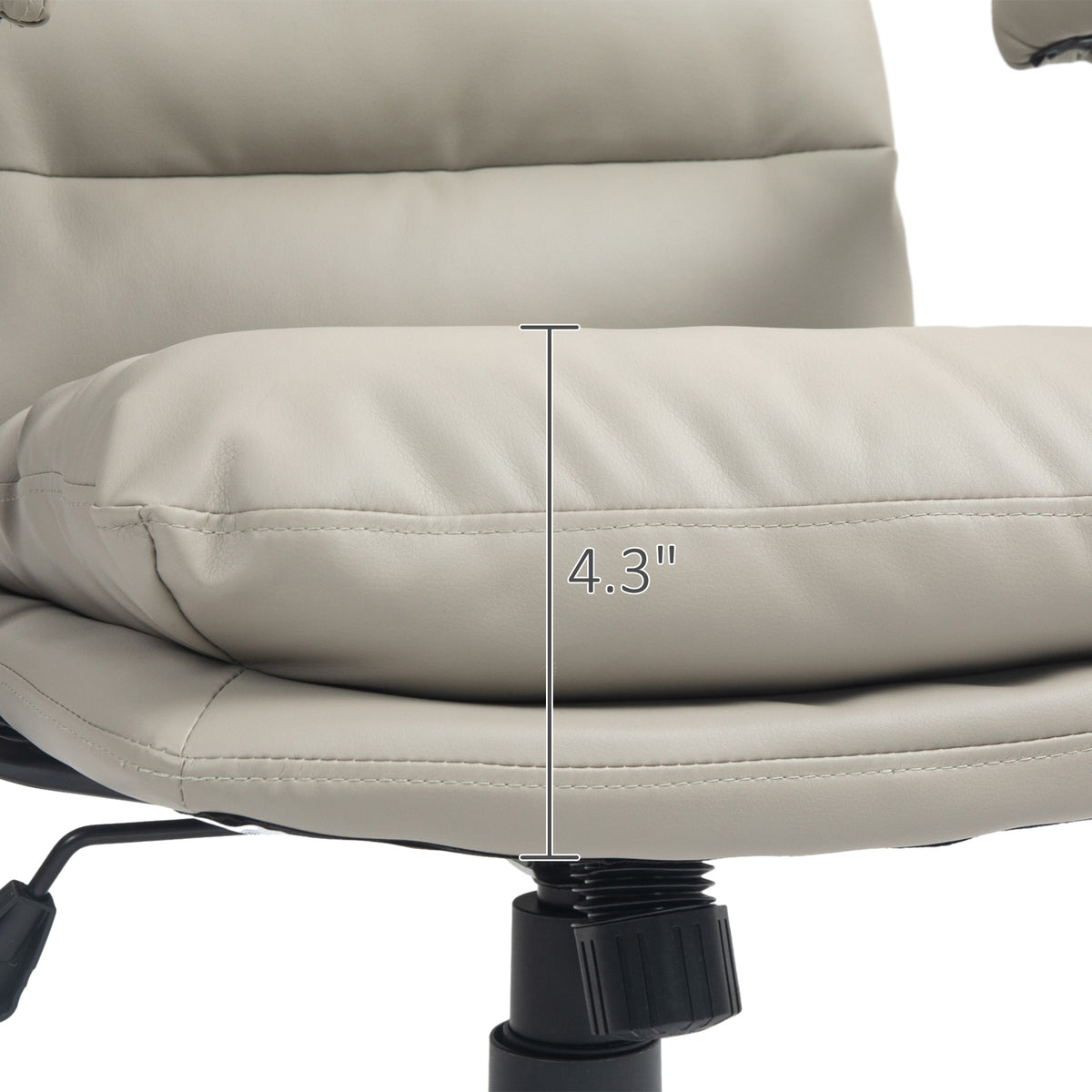 Homcom Pu Leather Office Chair, Office Desk Chair, Task Computer Chair With Swivel Wheels, Adjustable Height, Double Tier Padded, Light Gray Light Gray Faux Leather