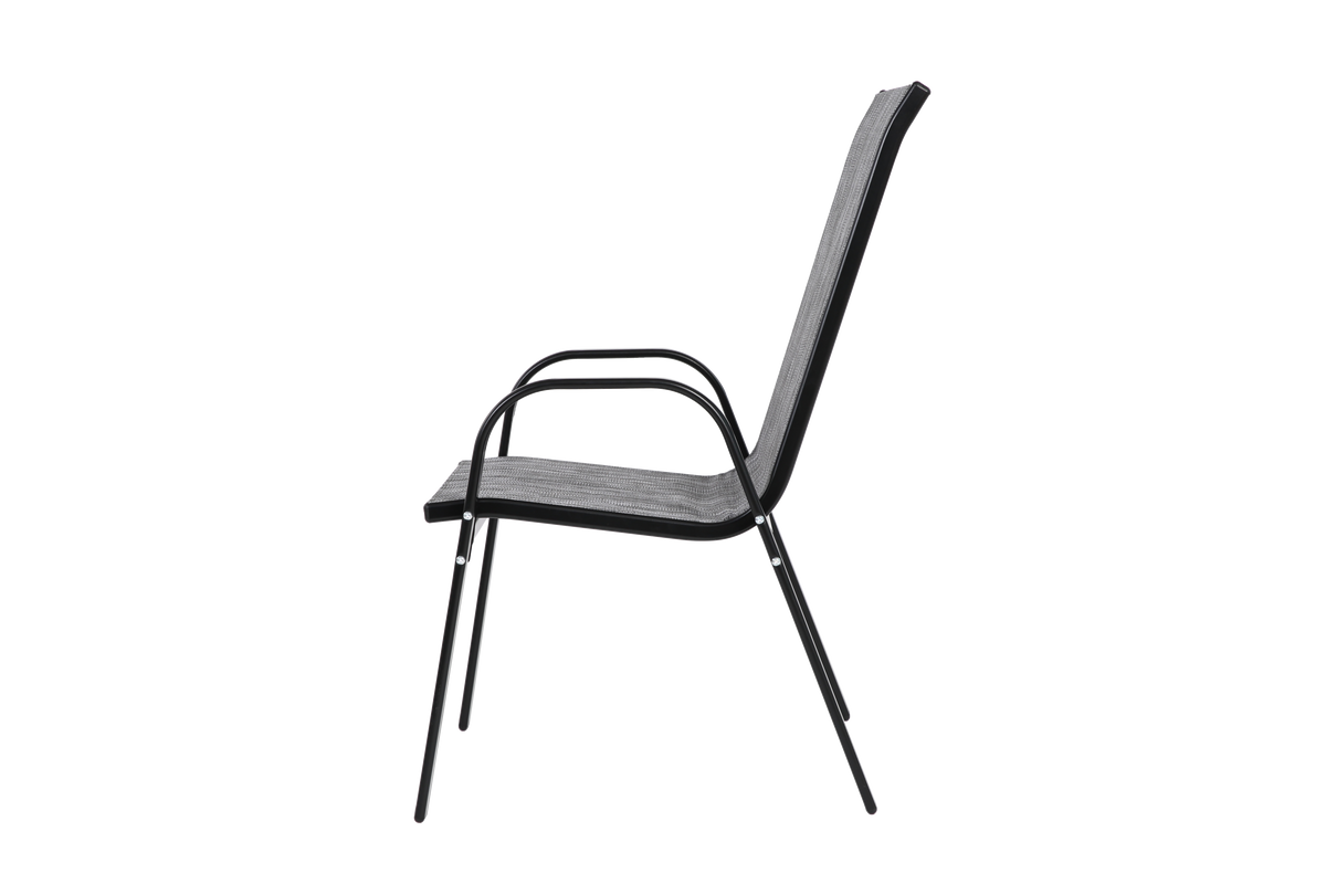 2 Piece Patio Chairs, Outdoor Camping Chairs Withtextilene Fabric, Set Of 2 Garden Chairs With Armrest High Backrest For Garden Patio Pool Beach Yard Space Saving Grey Grey Steel