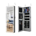 Fashion Simple Jewelry Storage Mirror Cabinet With Led Lights Can Be Hung On The Door Or Wall Grey Mdf