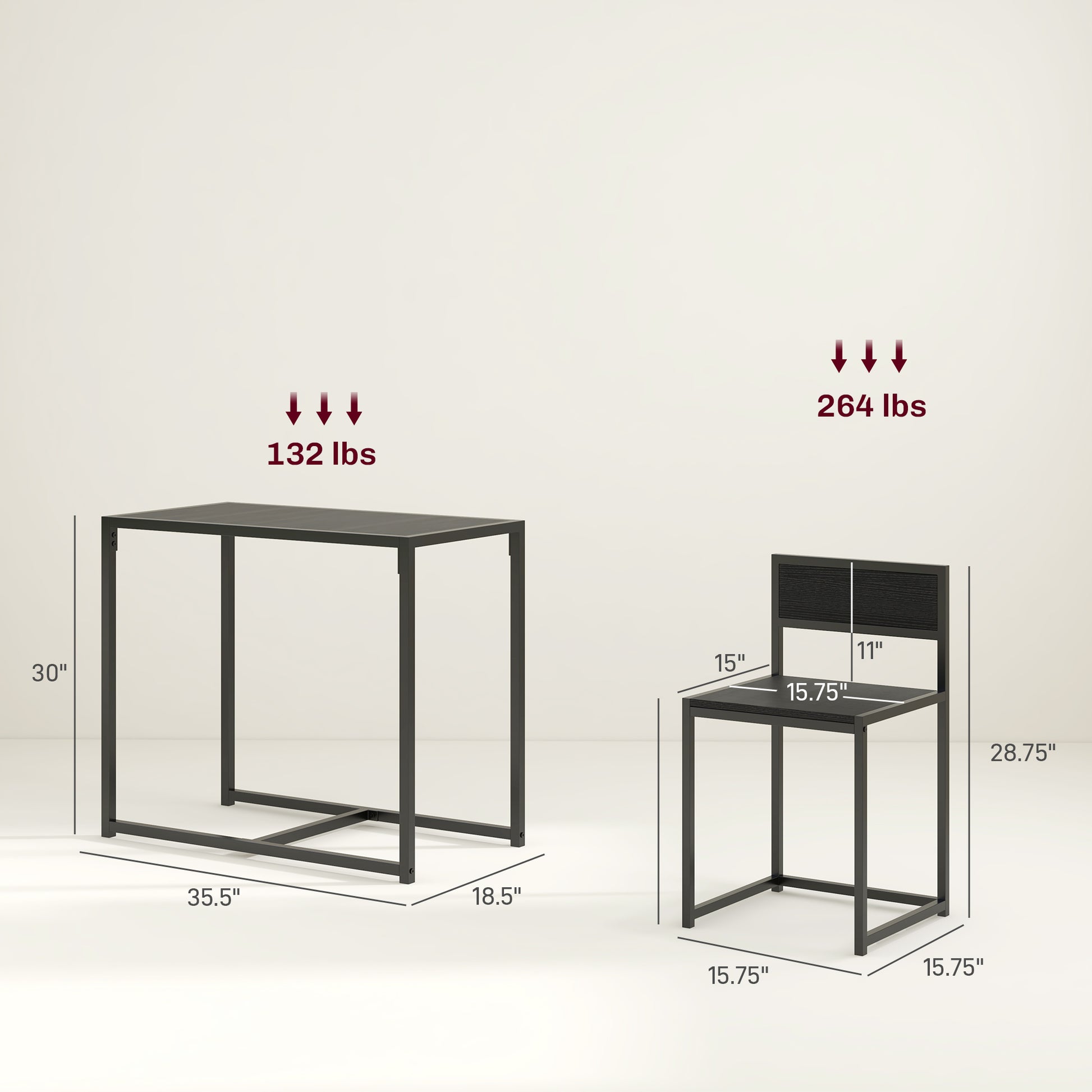Homcom 3 Piece Industrial Dining Table Set For 2, Kitchen Table And Chairs, Dining Room Sets For Small Spaces, Black Black Mdf