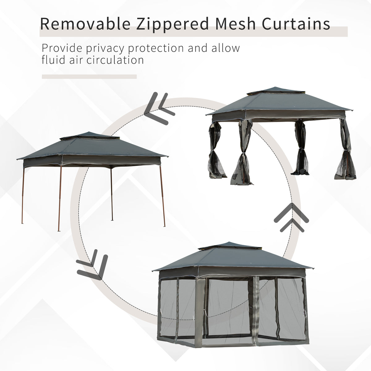 Outsunny 11' X 11' Pop Up Canopy, Outdoor Patio Gazebo Shelter With Removable Zipper Netting, Instant Event Tent W 114 Square Feet Of Shade And Carry Bag For Backyard, Garden, Dark Gray Dark Grey Polyester