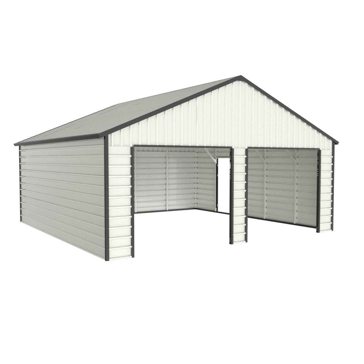 23Ft X 22Ft Double Garage Metal Shed With Side Entry Door White Garden & Outdoor Metal