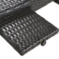K&K 80'' Outdoor Wicker Chaise Lounge Chairs Set Of 2, Patio Rattan Reclining Chair Pull Out Side Table Adjustable Backrest Ergonomic Wave Design Pool Sunbathing Recliners, Dark Brown No Lounge Dark