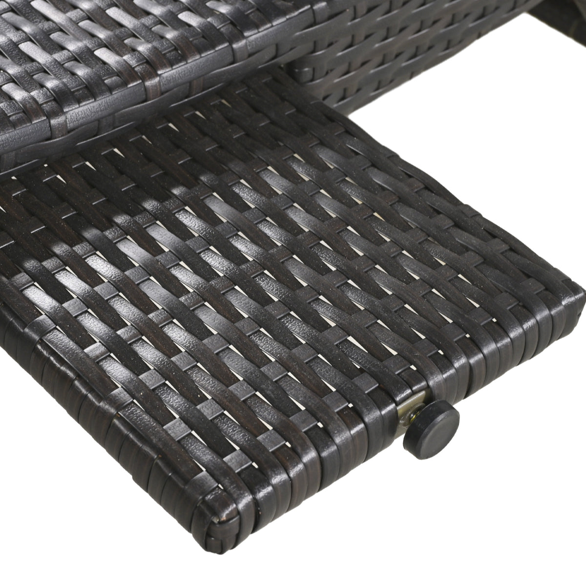 K&K 80'' Outdoor Wicker Chaise Lounge Chairs Set Of 2, Patio Rattan Reclining Chair Pull Out Side Table Adjustable Backrest Ergonomic Wave Design Pool Sunbathing Recliners, Dark Brown No Lounge Dark