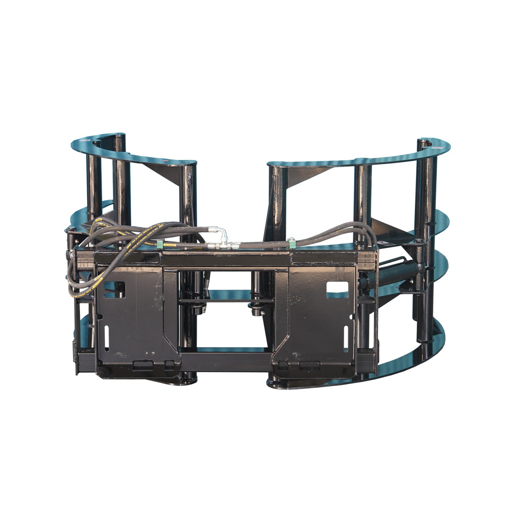 Round Hay Bale Grab For Skid Steer Black Steel