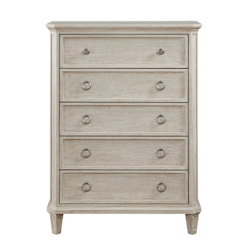 Traditional Design Bedroom Furniture 1Pc Chest Of 5X Drawers Light Brownish Gray Finish Clipped Corners Light Brown Bedroom Wood