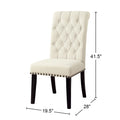 Set Of 2 Fabric Upholstered Dining Chairs, Beige Solid Beige Dining Room Rectangular Dining Chairs Set Of 2 Mdf,Polyester