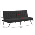 Wood Frame, Stainless Leg, Futon, Sofa Bed Black Black Fabric 2 Seat