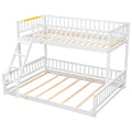 Twin Xl Over Queen Bunk Bed With Ladder And Guardrails, White Expected Arrival Time: 10.27 Box Spring Not Required Twin Xl White Wood Bunk Solid Wood Mdf