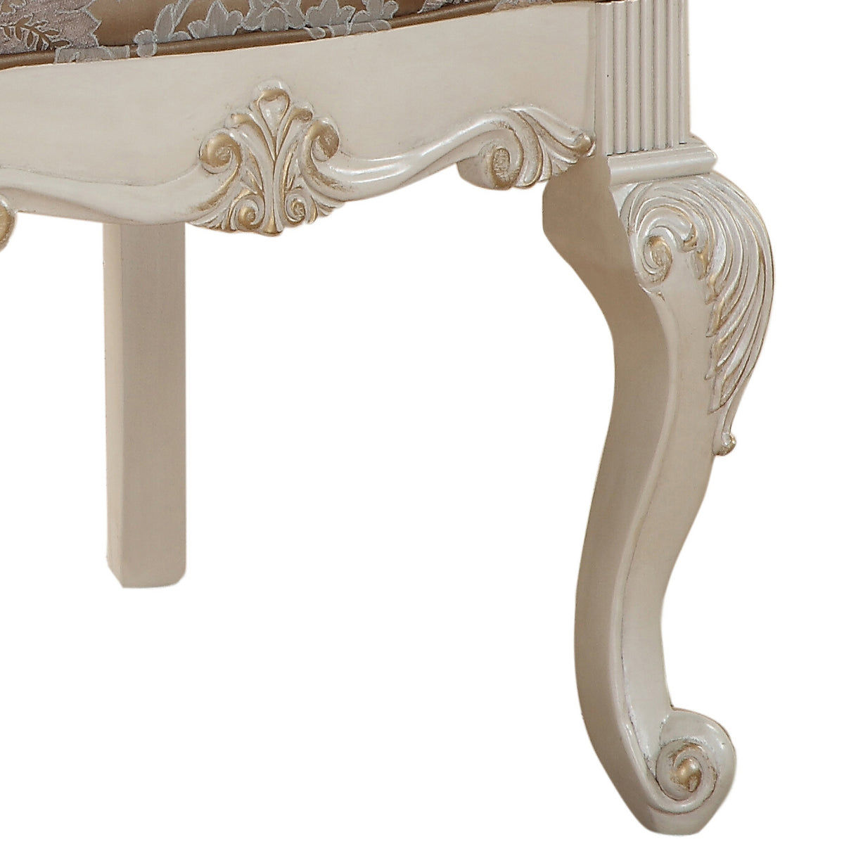 Rose Gold And Pearl White Tufted Back Side Chairs Set Of 2 Gold White Dining Room Luxury Poplar Set Of 2 Wood Fabric
