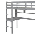 Twin Size Loft Bed With Desk And Shelves, Safety Guardrail And Ladder,Grey Twin Grey Pine