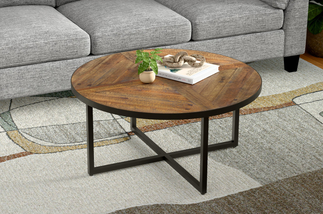 Faro Brown Round Coffee Table Brown Solid Wood