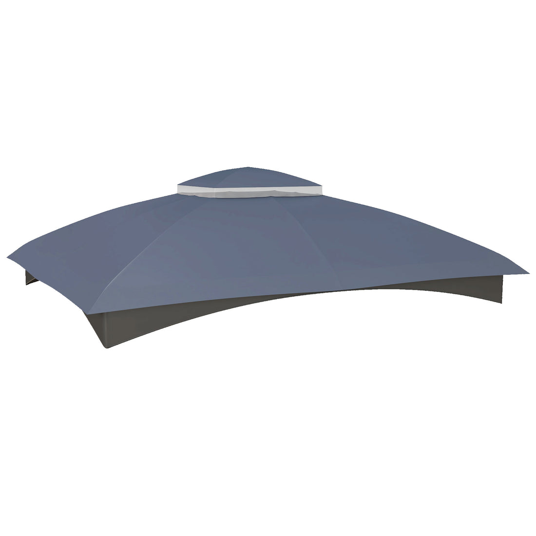 Outsunny 10' X 12' Gazebo Canopy Replacement, 2 Tier Outdoor Gazebo Cover Top Roof With Drainage Holes, Top Only , Dark Blue Blue Polyester