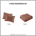 3 Piece Reversible Quilt Set Clay Red Full Queen Red Polyester
