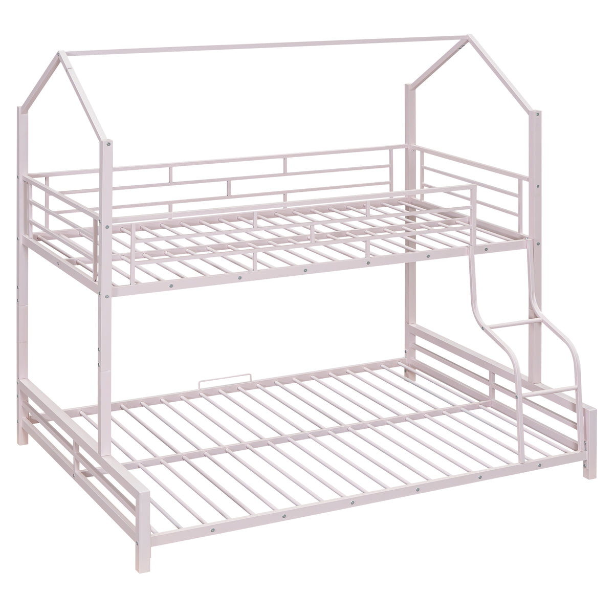 Metal House Bunk Bed, Twin Over Full, Pink Full Pink Metal