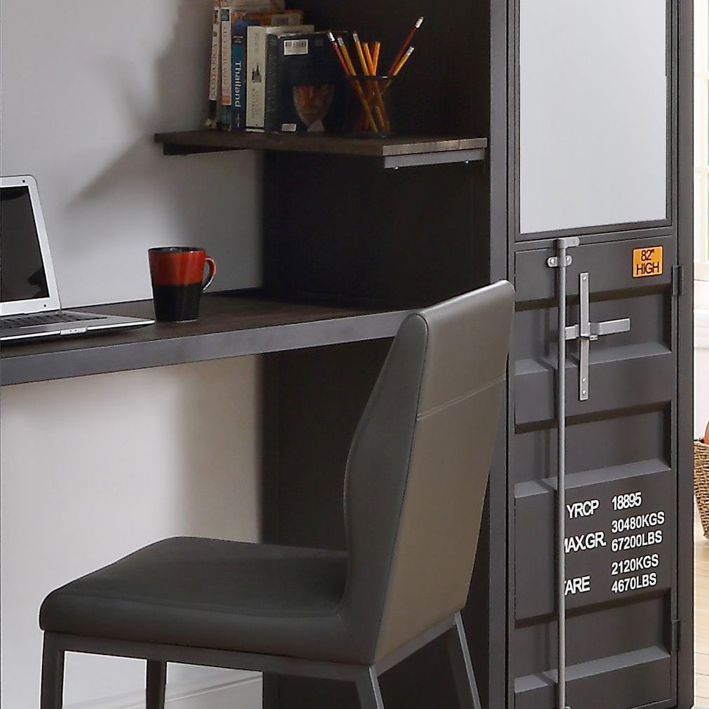 Grey And Gunmetal Chair With Metal Leg Gunmetal Primary Living Space Industrial Faux Leather