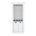 Lafayette Bar Cabinet With 4 Bottle Rack, Upper Glass Holder And Dual Door Design White White Particle Board