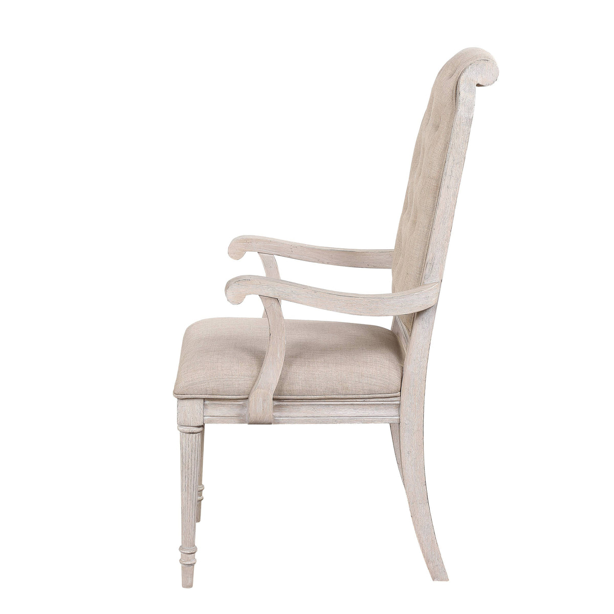 Beige And Antique Champagne Tufted Back Arm Chairs Set Of 2 Champagne White Primary Living Space Traditional Rubberwood Foam Wood Fabric
