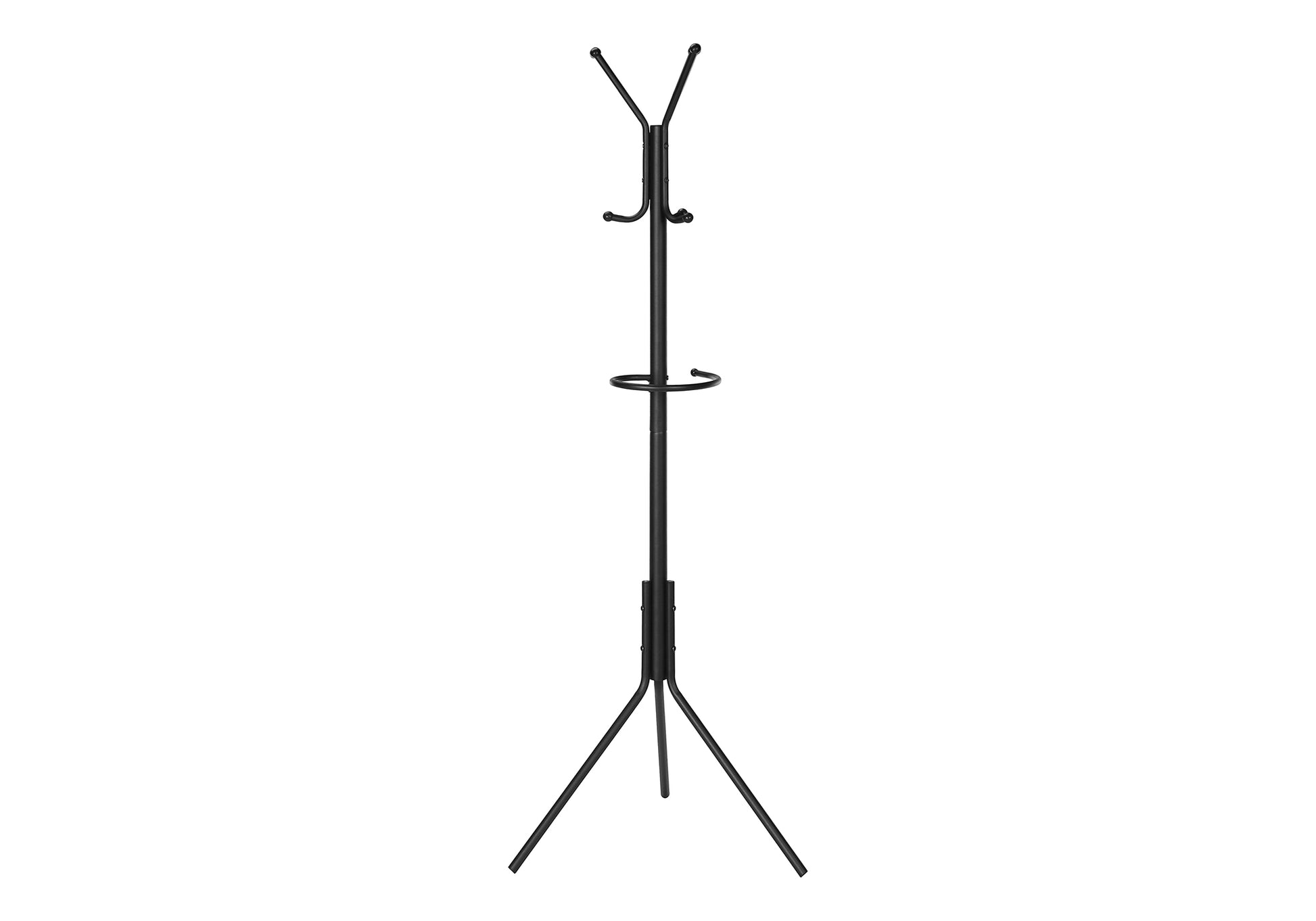 Coat Rack, Hall Tree, Free Standing, Hanging Bar, 6 Hooks, Entryway, 68"H, Bedroom, Black Metal, Contemporary, Modern Black Metal