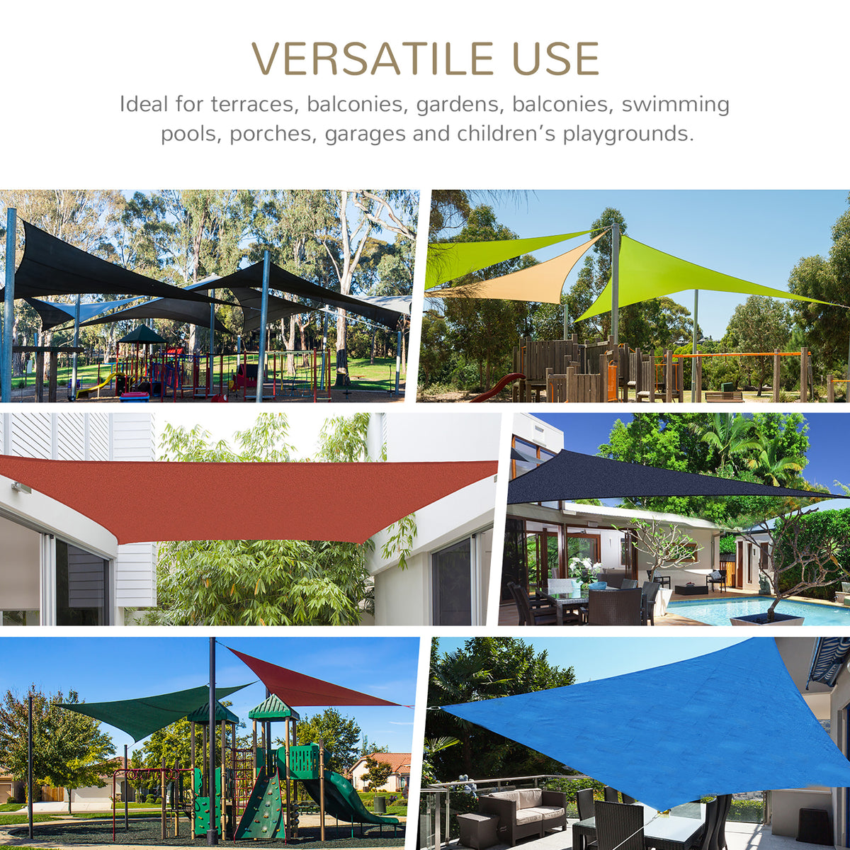 Outsunny 13' X 20' Rectangle Sun Shade Sail Canopy Outdoor Shade Sail Cloth For Patio Deck Yard With D Rings And Rope Included Sand Sand Hdpe