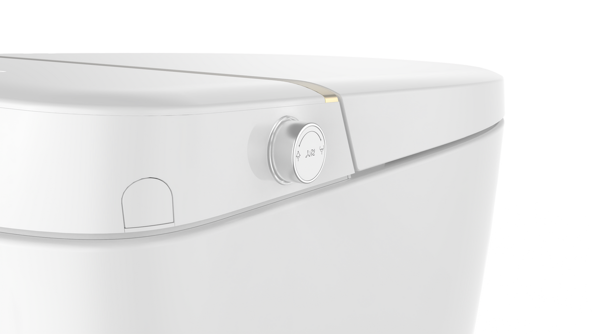 Smart Toilet With Warm Water Sprayer And Dryer, Foot Sensor Operation, Heated Bidet Seat, Tankless Toilet With Led Display White Ceramic,Polypropylene