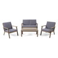 Temecula Outdoor Acacia Wood 4 Seater Chat Set Loveseat&Coffee Table&2 Club Chairs Gray Finish Dark Gray Cushion Yes Complete Patio Set Gray Seats 4 Weather Resistant Frame Water Resistant Cushion Garden & Outdoor Complete Patio Sets Acacia Wood