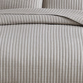 Aria Elegant 3 Piece King Size Microfiber Quilt With Matching Shams, Beige King Beige Polyester