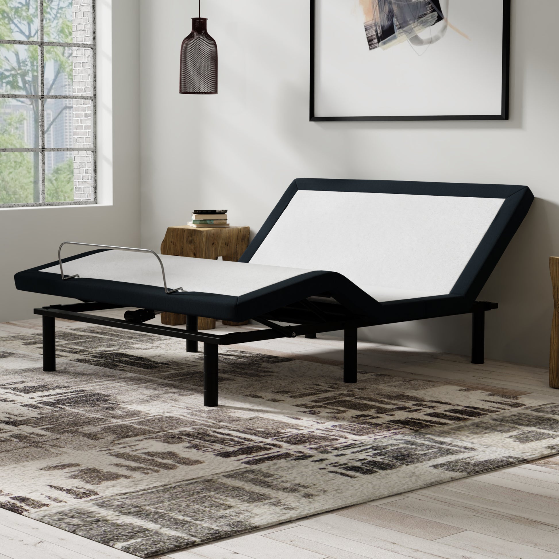 Model P2 Adjustable Base King: Massage, Usb, Led Night Light, Zero Clearance King White Charcoal Metal