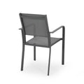 Outdoor Modern Aluminum Dining Chair With Mesh Seat Set Of 2 , Metal Gray And Dark Gray Gray Aluminium
