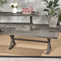 Modern Outdoor Aluminum Dining Bench, Dark Gray Dark Gray Aluminium