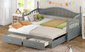 Wooden Twin Size Daybed With Twin Size Trundle, Extendable Daybed With Two Storage Drawers,Gray Expected Arrival Time:9.12 Twin Gray Wood