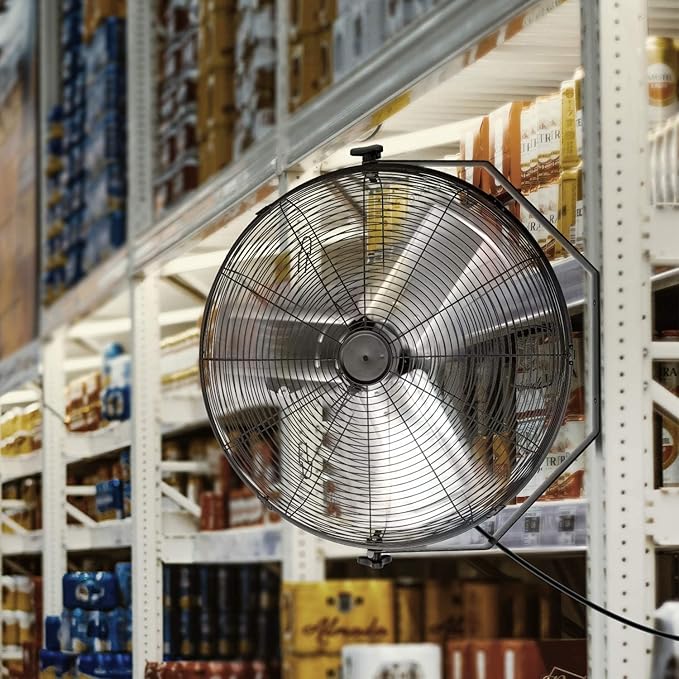 24 Inch Industrial Wall Mount Fan, 3 Speed Commercial Ventilation Metal Fan For Warehouse, Greenhouse, Workshop, Patio, Factory And Basement High Velocity, Black Black Metal