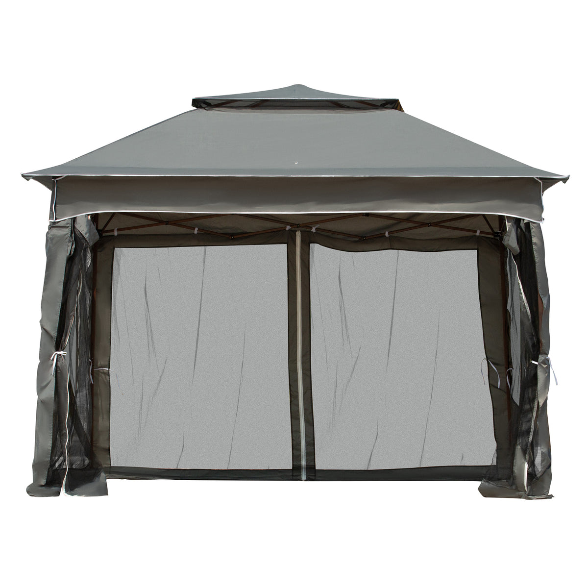 Outsunny 11' X 11' Pop Up Canopy, Outdoor Patio Gazebo Shelter With Removable Zipper Netting, Instant Event Tent W 114 Square Feet Of Shade And Carry Bag For Backyard, Garden, Dark Gray Dark Grey Polyester