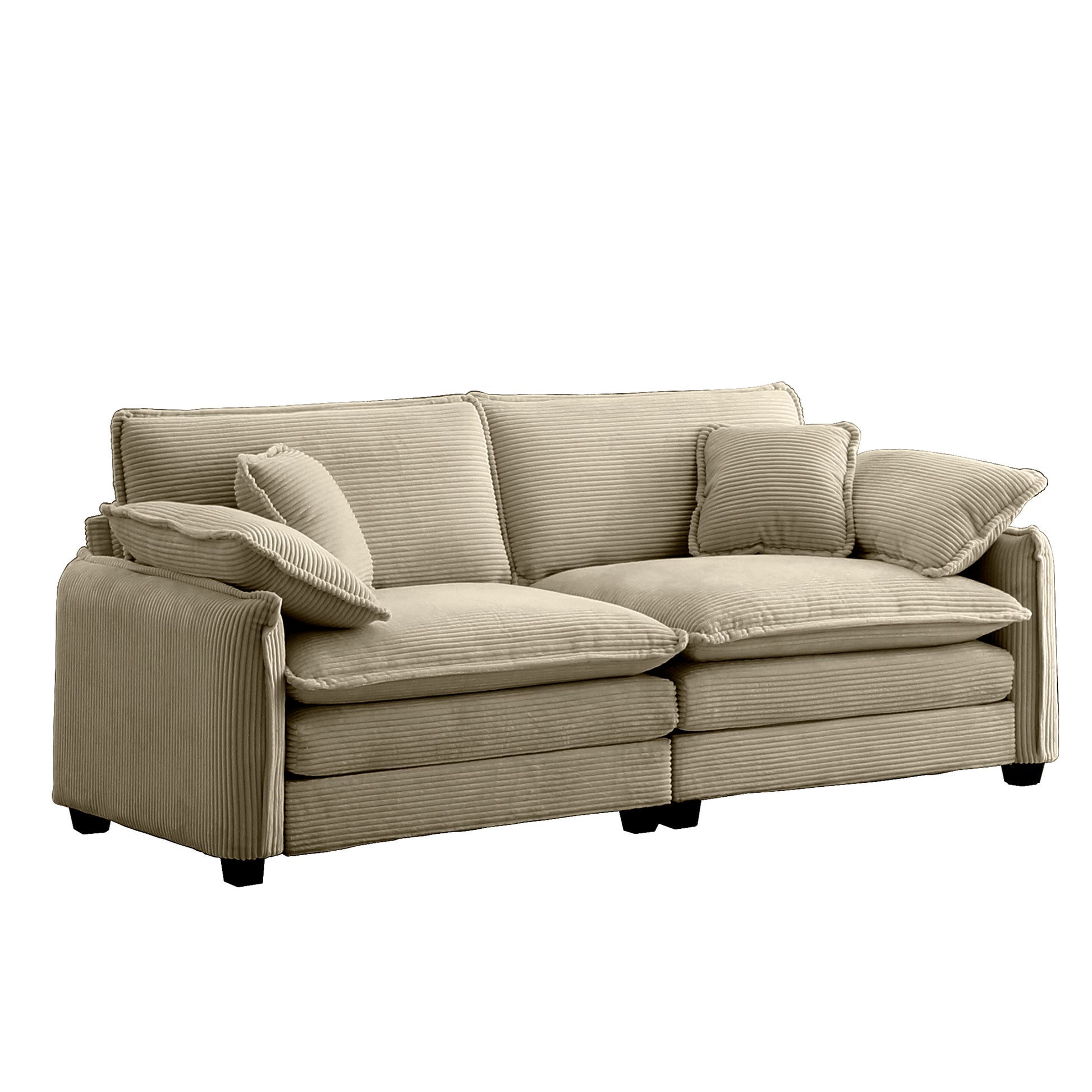 Warm And Cozy Living Room Sofa With 4 Pillows Upholstered Large Deep Seat 2 Seater Sofa For Living Room,Tan Corduroy Tan Corduroy 2 Seat