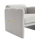 Arm Chair With Waved Arms, Metal Decoration On Both Side Arms, Accent Chair For Primary Living Space,Living Room,Bedroom, Teddy Fabric, Light Grey Light Grey Primary Living Space Modern Foam Plywood