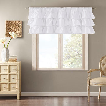 Cotton Oversized Ruffle Valance White 50X18" White Cotton